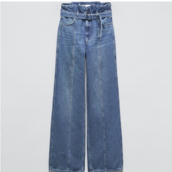 ZARA NWT ZW HIGH WAISTED PAPERBAG JEANS - Picture 3 of 4